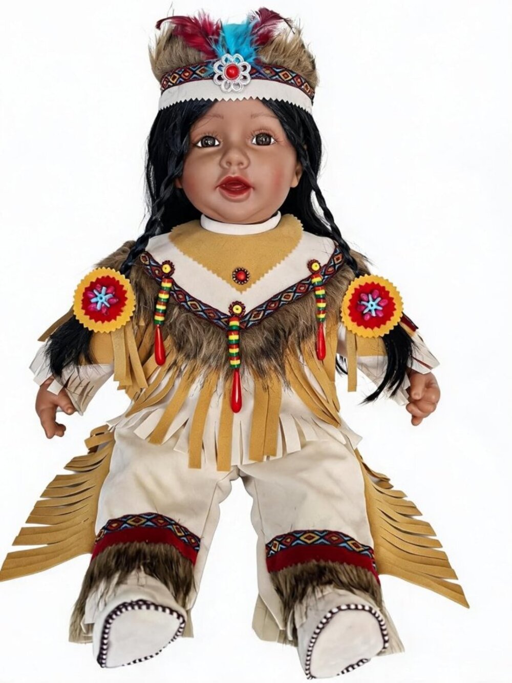 22" Collectible Native American Vinyl Doll - Unique Home Decor & Gift Idea